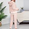Women Fashion Casual Solid Pockets Plush Long Sleeve Long Pants Home Suit