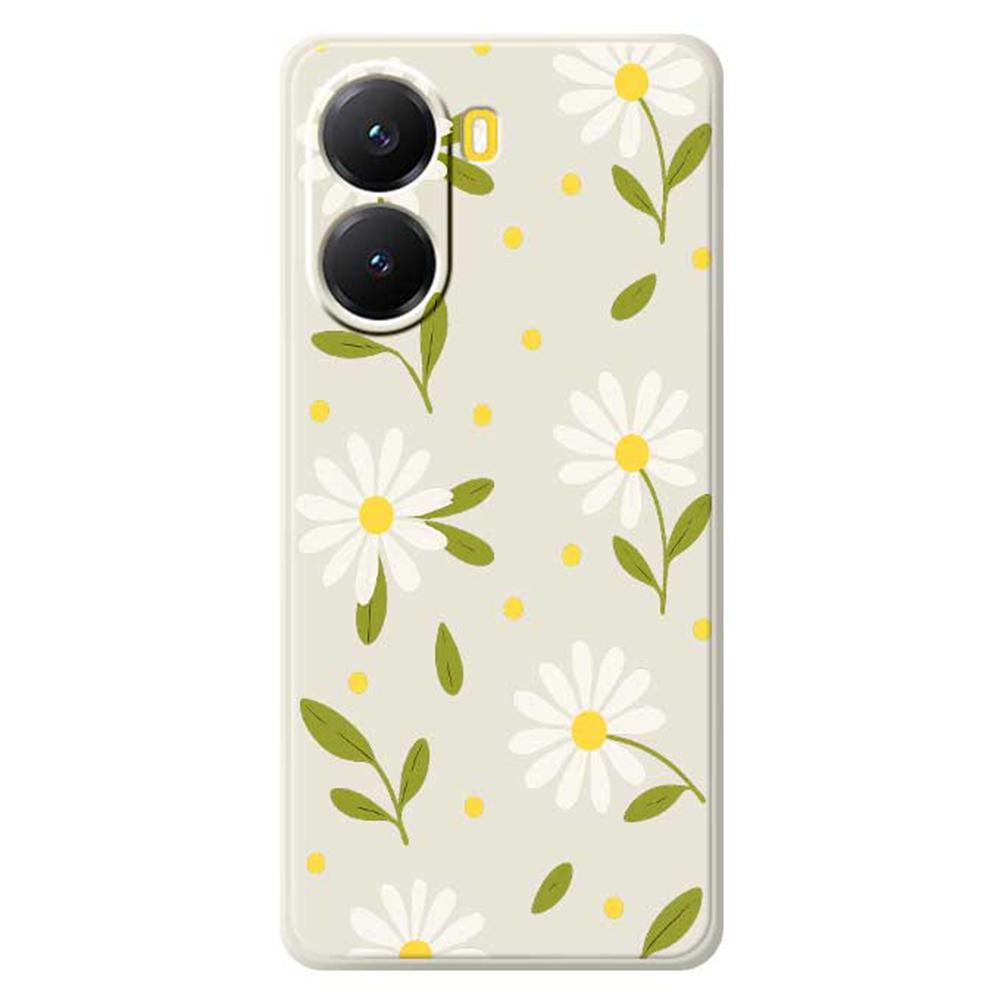 For Xiaomi Redmi Turbo 4 5G/Poco X7 Pro 5G Case White Flowers Green Leaves Pattern Printing Straight Edge TPU Phone Back Cover