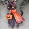Watercolor Witch Cat Wood Decor Halloween Wooden Hanging Ornament, Decorative Pendant, Retro Black Decoration Cute Holiday Party Favors for