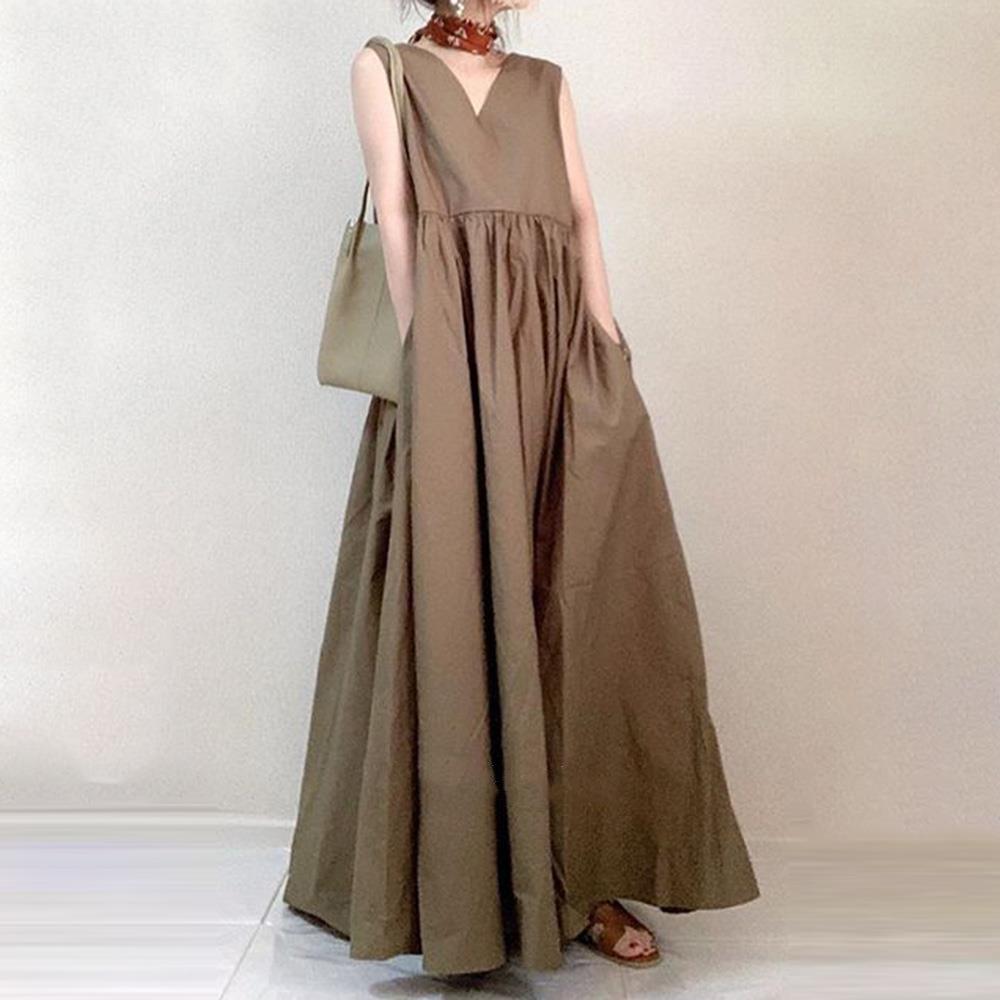 Summer pendulum loose sleeveless skirt women s clothing foreign and thin medium and long dress S чёрный