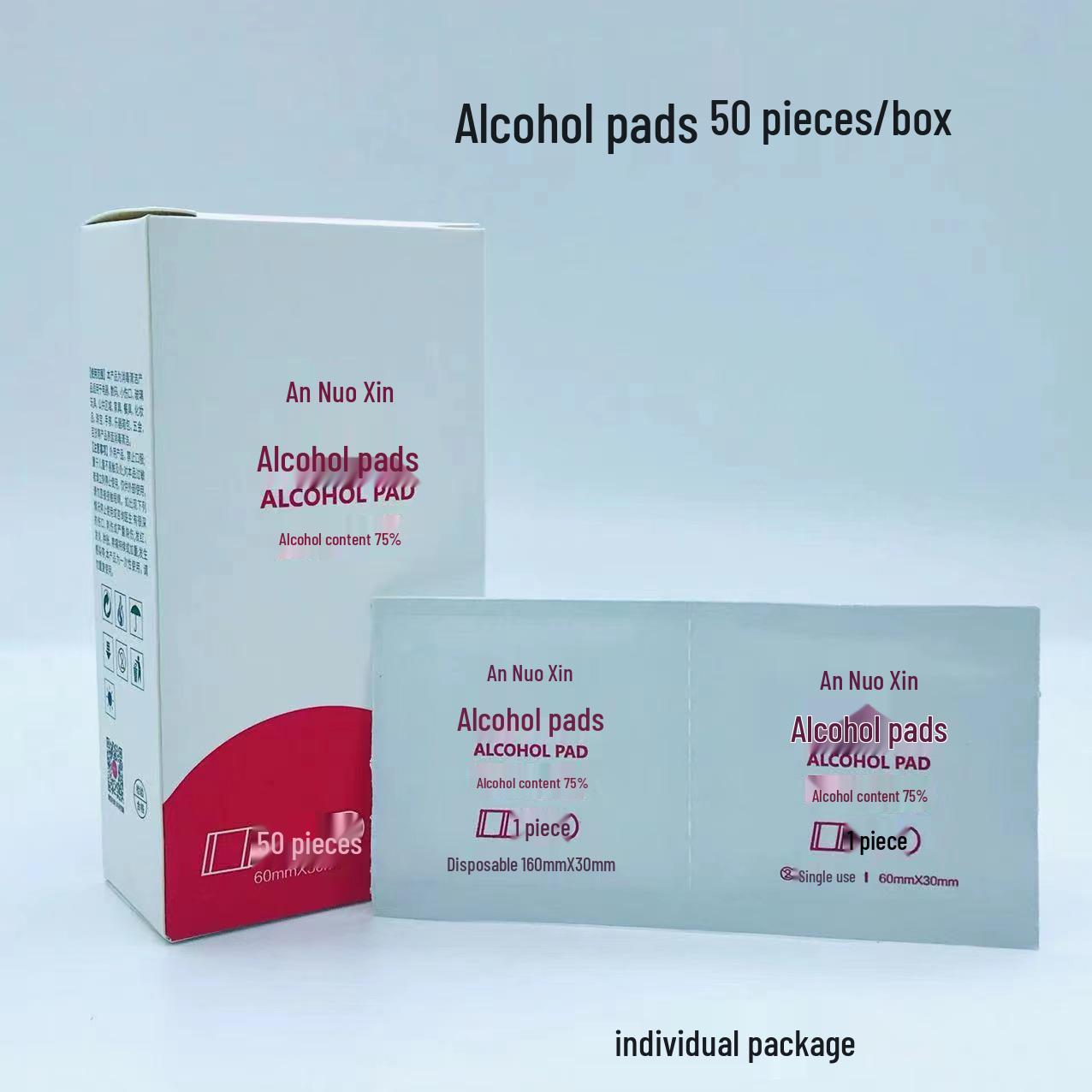 50-Pack Individually Wrapped Disposable Alcohol Disinfection Cotton Pads N/A