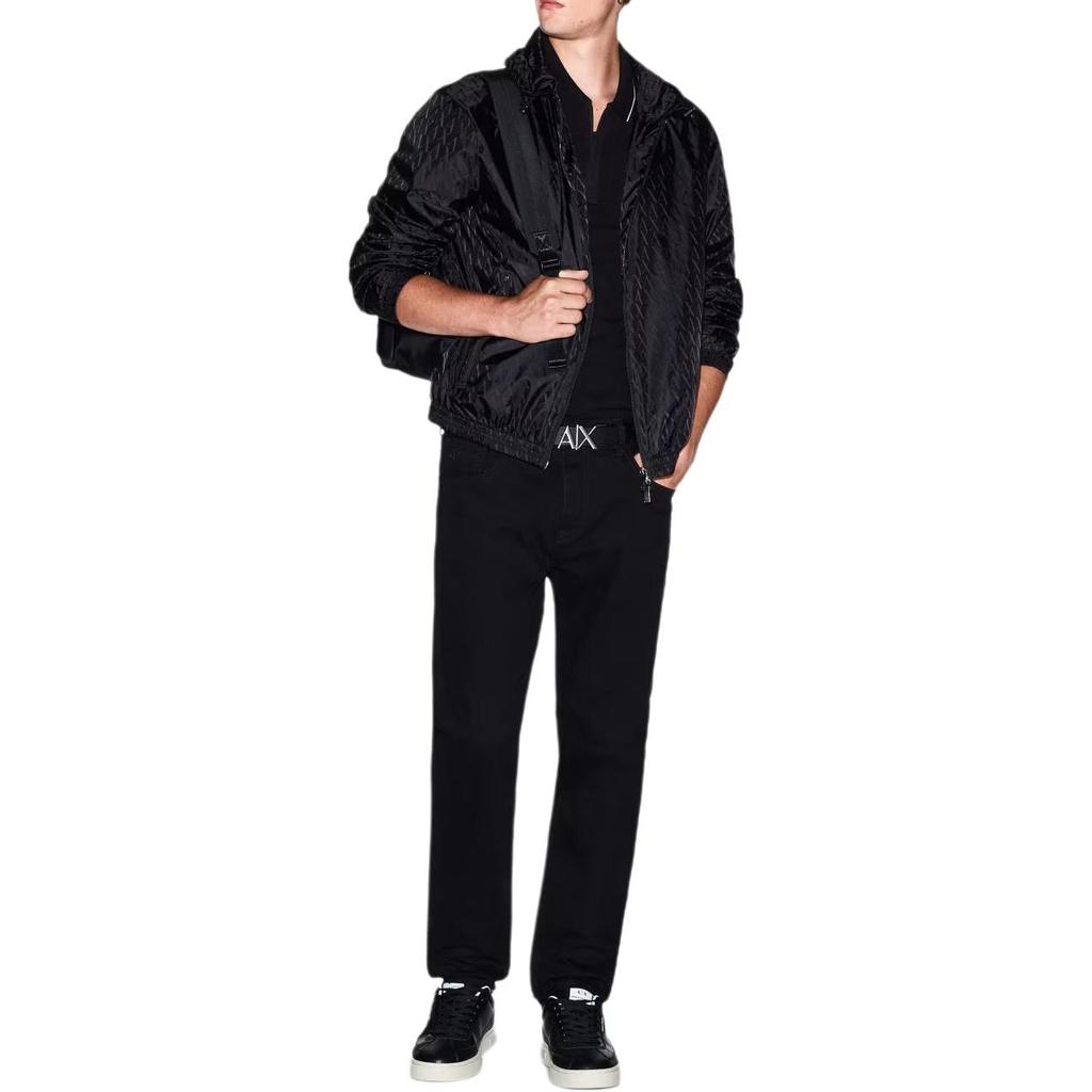 Armani Exchange SS25 Solid Pattern Logo Jacket Regular Fit Men Jackets Black XM001582-AF16628-UC001