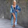 2023 European & American Rayon Waist Tie Beach Cover-up Sun Protection Cardigan for Women - Swimsuit and Bikini Outerwear