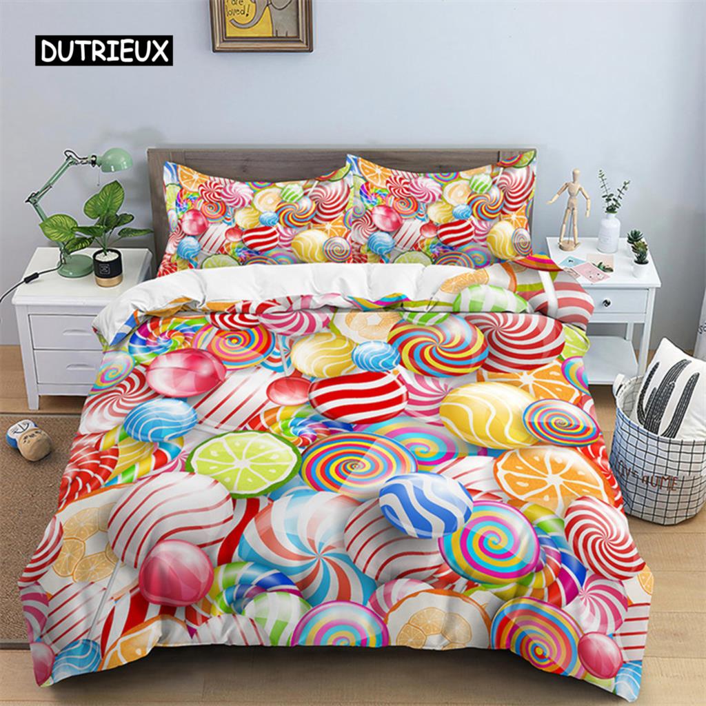 Hamburger Bedding Set Snack Pattern Duvet Cover Twin King For Kids Adults Decor Microfiber 3D Donut Quilt Cover With Pillowcases