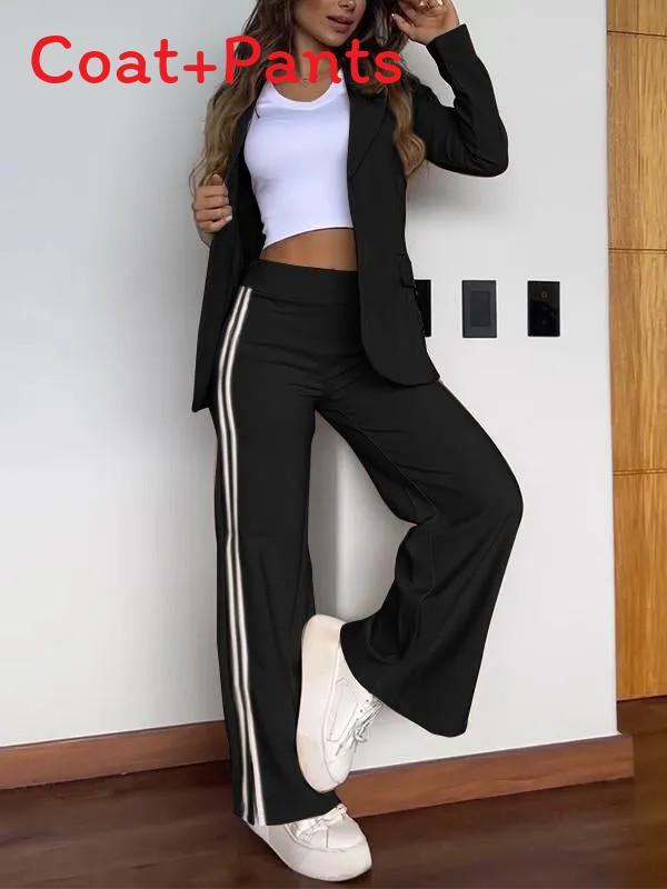 Completo da donna Streetwear con tasche in poliestere per l'autunno casual