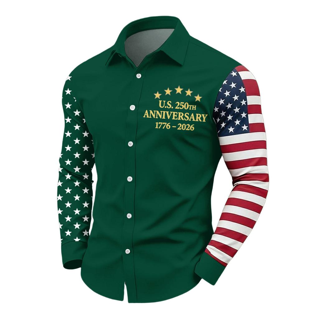 Us 250Th Anniversary Long Sleeve Shirts For Men 1776-2026 American Flag Shirts