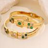 Square Emerald Stretch Open Stylish Elegant Wagford Bracelet