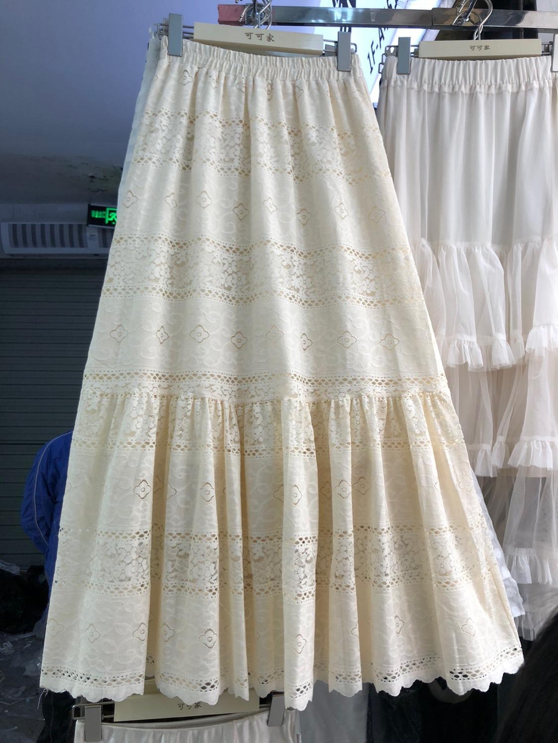 

Юбка с крючком и цветочным узором, женская, весна-лето 2025, средняя и длинная, кружевная юбка, эластичная талия one size fits all