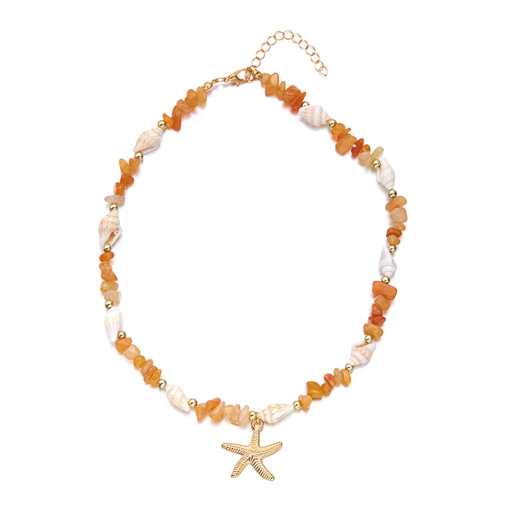 Versatile Beach Jewelry Starfish Pendant Seashells Detailing Lightweight Allergy Safe Necklace For Casual Fashion