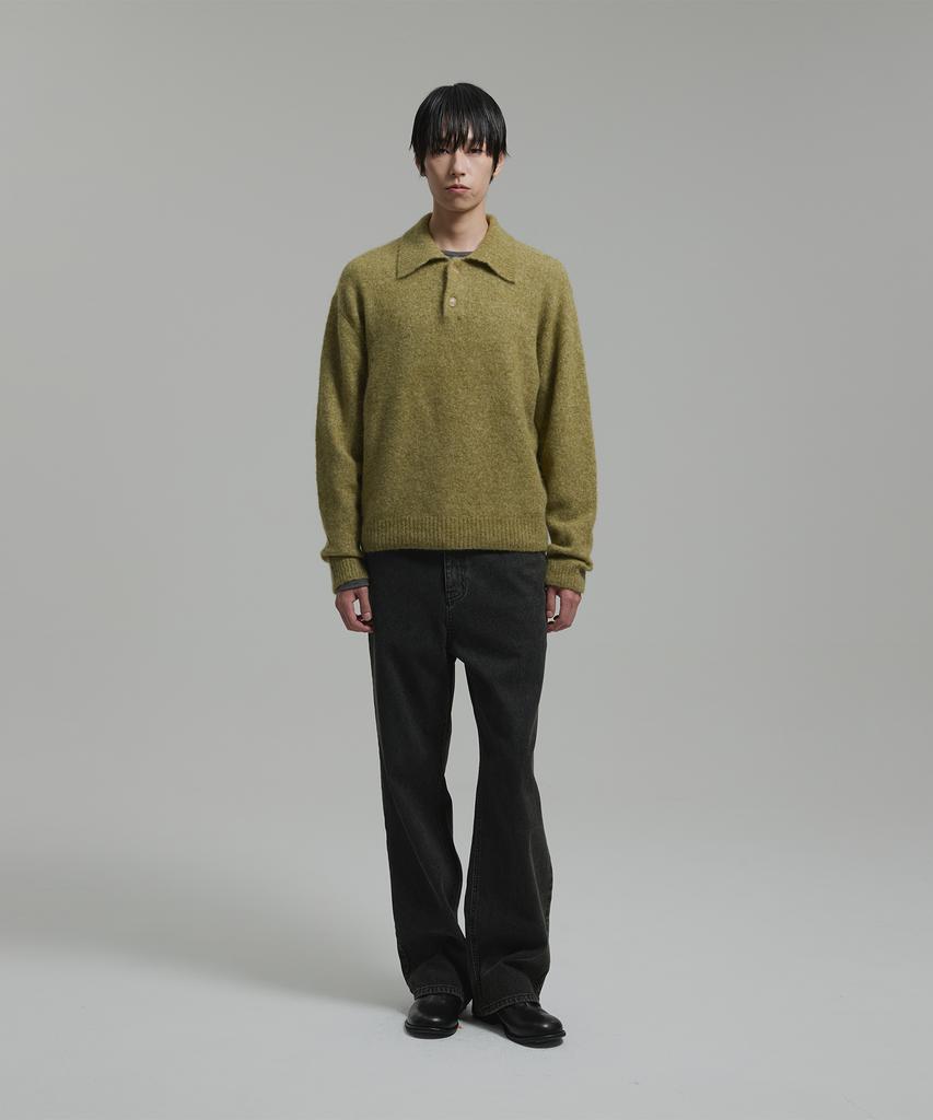 NONBLANK Mohair Crop Collar Knit_Khaki