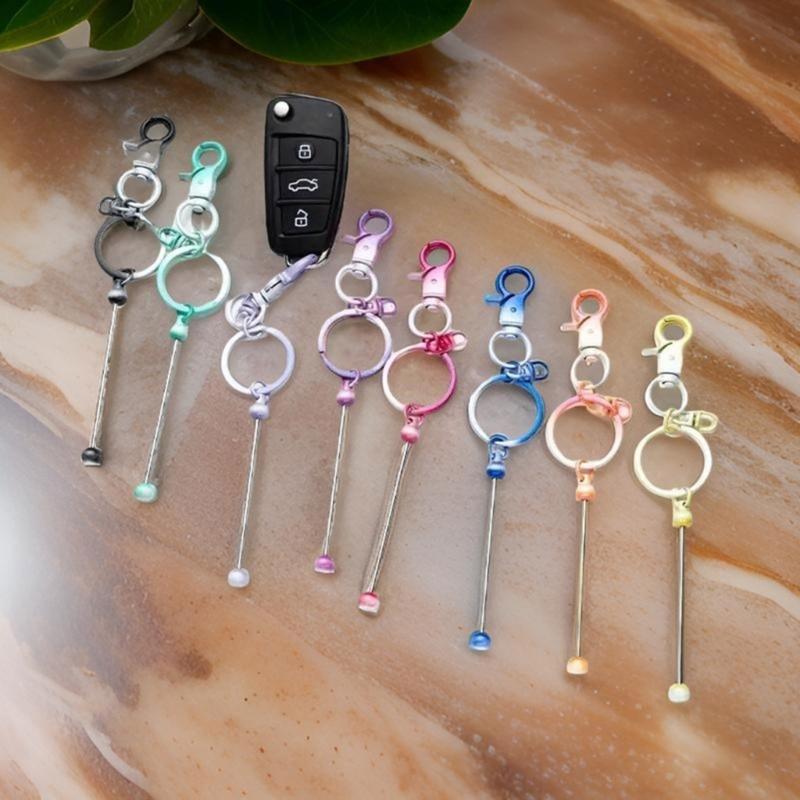 60Pcs Keychain Set with Beadable Metal Blanks Resealable Pouches and Thank You Cards for Crafting Keyrings Jewelry