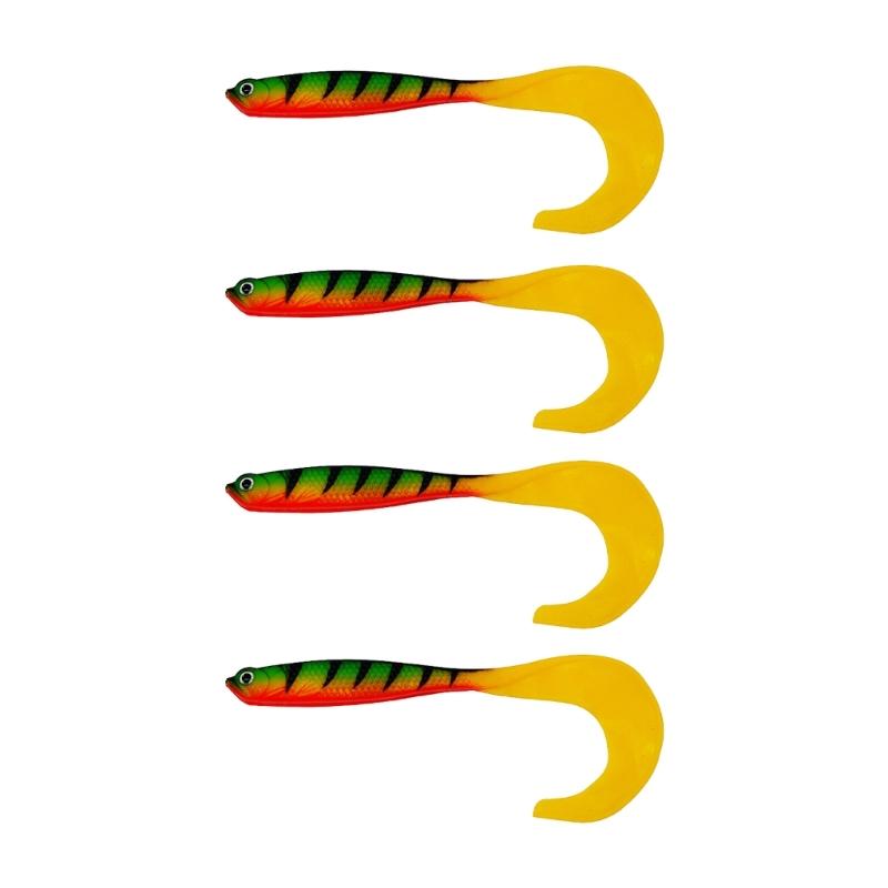4PCS Flexible PVC Artificial Baits Long Curly Design Fish Attraction for Lake River Fishing Enthusiasts