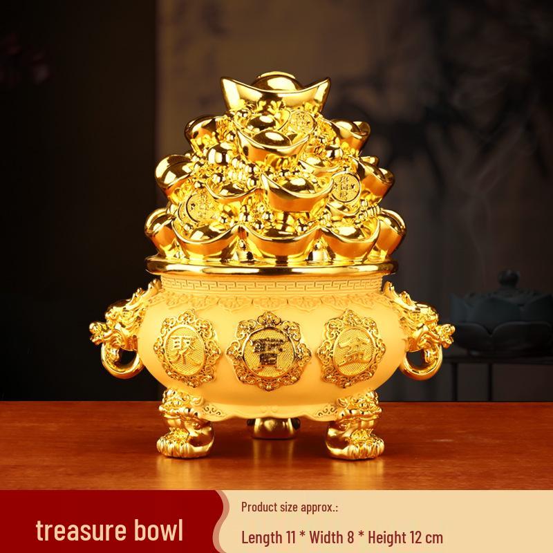 Wealth-Attracting Treasure Bowl Ornament: High-End Money Saving Jar & Housewarming Gift for Living Room or Shop Opening.