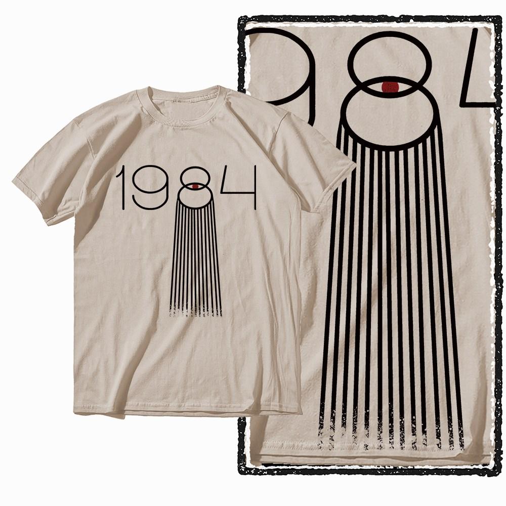 G02 Beige Cotton Cool 1984 Graphic Unisex Tshirt Streetwear Big Size Vintage Oneck Unisexs Tee Tshirt