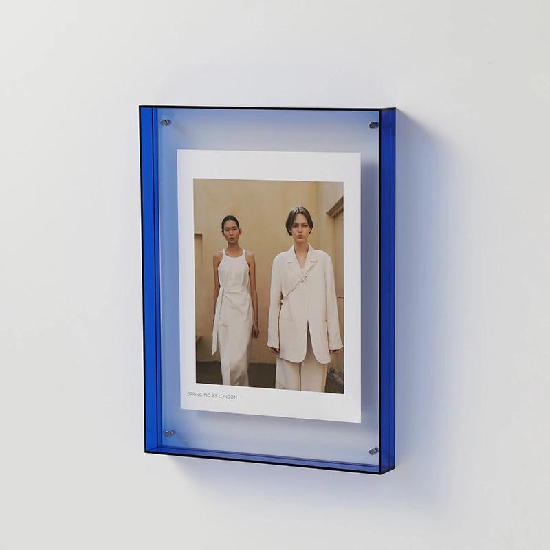 

Acrylic DIY Transparent Photo Frame for Wall Posters, Pictures - Gallery Bedroom Living Room Decor Display 11x14cm синий
