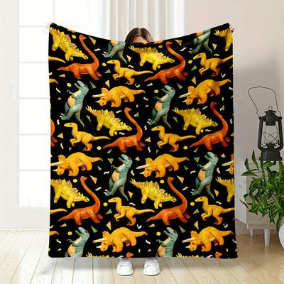 Cartoon Dinosaur Pattern Blanket Bedroom Blanket for Livingroom Couch Lunch Break Soft Throw for Friend's Festival Gift