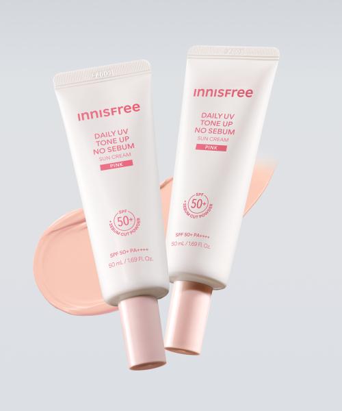Innisfree Daily Uv Tone Up No Sebum Sun Cream Pink Spf50+ Pa++++ 50ml 2 + 2 10ml FREE