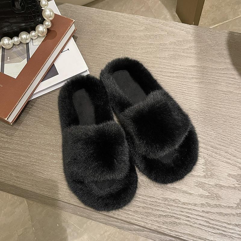 Mao Mao Slippers Women's Outer Wear 2025 New Autumn and Winter Cotton Drag Net Red Fashion Thick Bottom Ins Home Plush Slippers