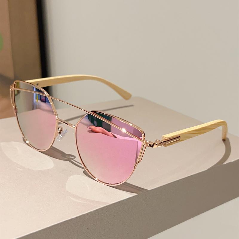 Vintage Cat Eye Sunglasses Women New In Fashion Mirror Shades Trendy Double Bridge Luxury Brand Design Sun Glasses