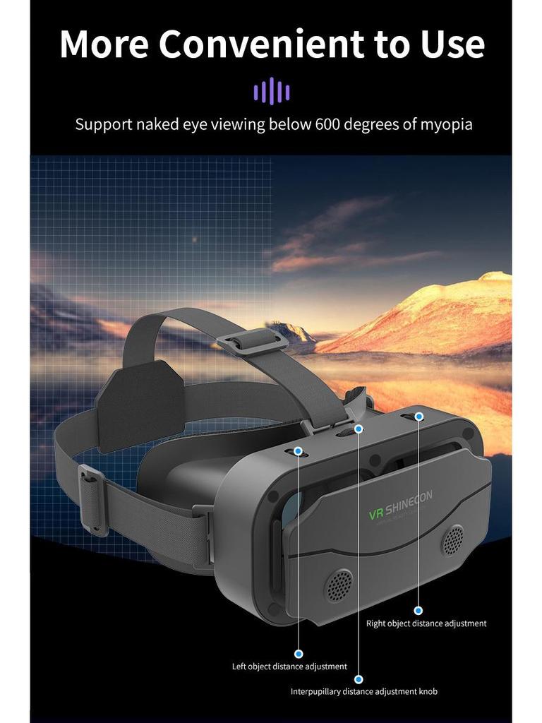 Qianhuan Magic Mirror 3D VR Glasses: Head-Mounted, Compatible with Large-Screen Mobile Phones for Movies & Games.