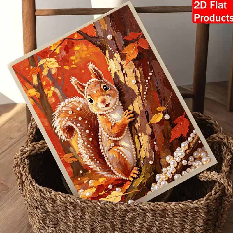 Pearl Painting Kit Autumn Squirrel Animal DIY Home Decoration Painting