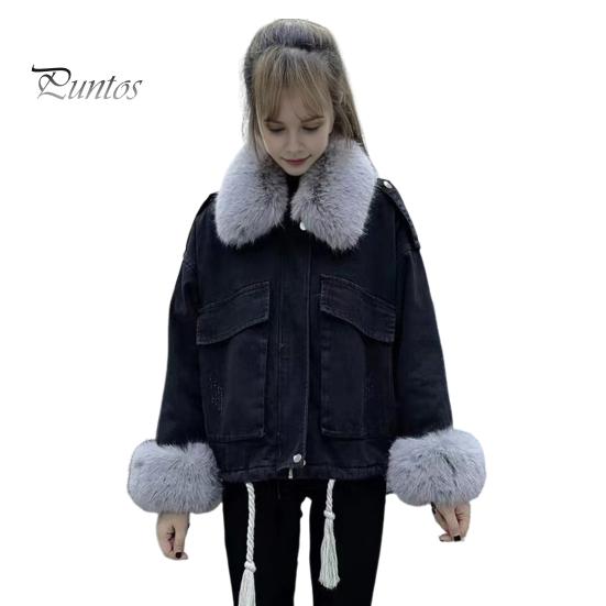 

Зимняя женская джинсовая куртка с отделкой из искусственного меха, длинные рукава, карманы с подкладкой из толстого плюша, утепленное ветрозащитное пальто средней длины XXL чёрный