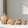 Glass Craft Artificial Pumpkin Sculpture Colored Transparent Glazed Pumpkin Craft Decorative Figurines Home Decoration