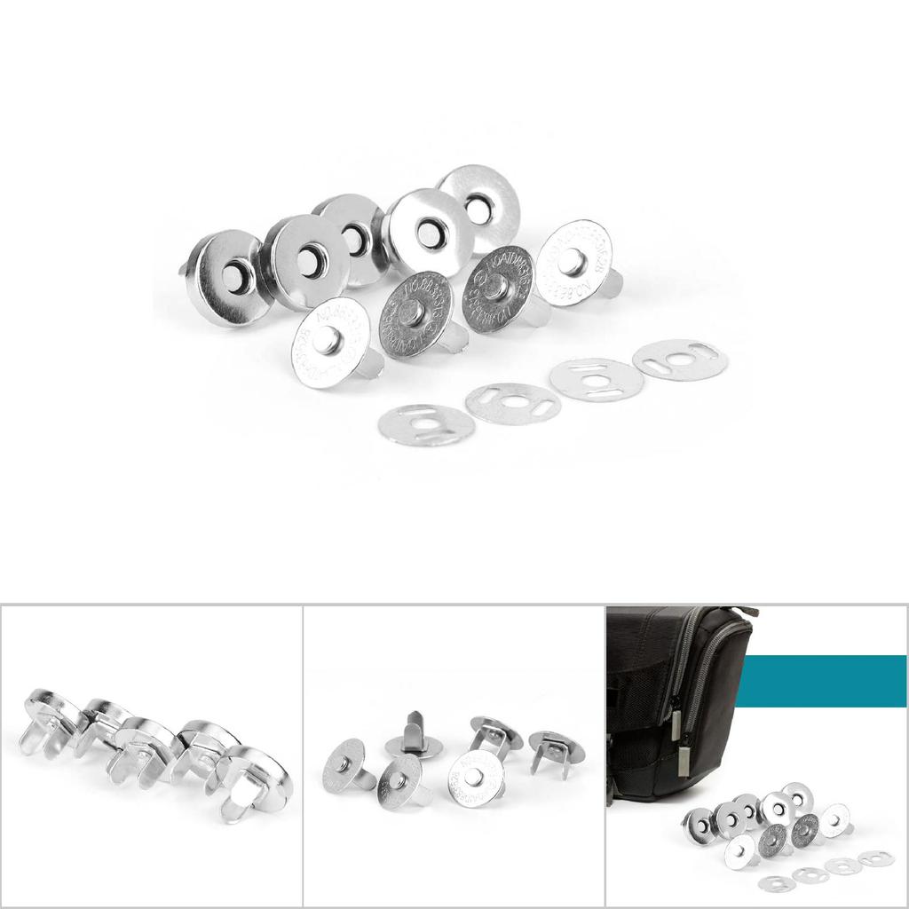 50Pcs Metal Magnetic Snaps Fastener Round Button Buckle Clothes Accessories(bright White)