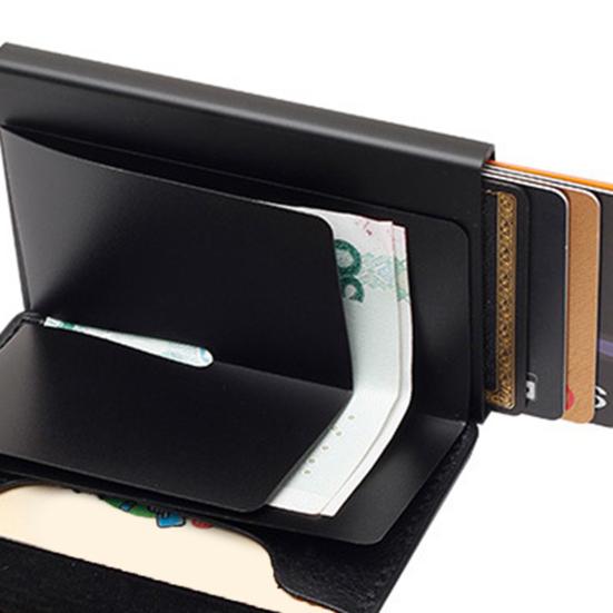 Faux Leather Wallet Men Women RFID Blocking Tri-fold Wallet Minimalist Slim Front Pocket Anti-Theft Credit Card Holder