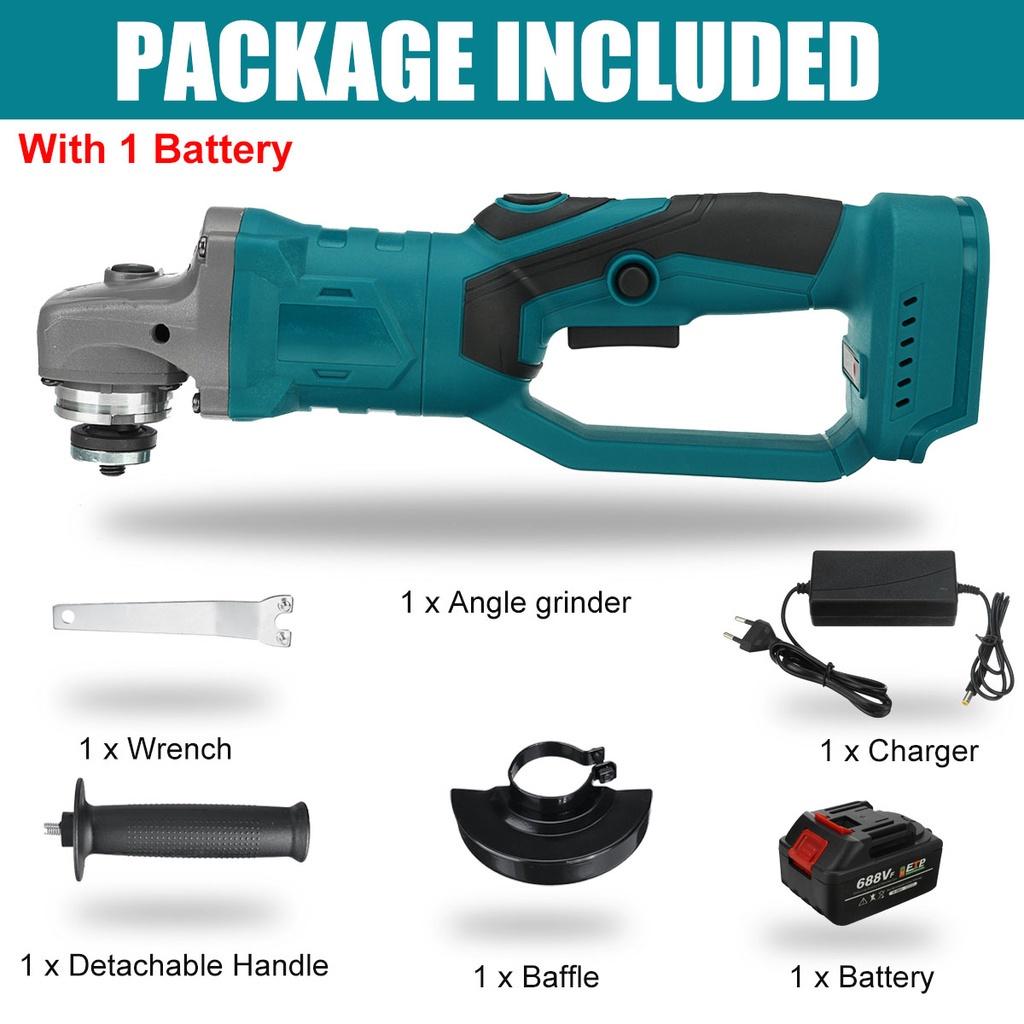 100mm Brushless Electric Angle Grinder Grinding Machine 688VF Cordless DIY Woodworking Power Tool For 25000mAh Battery 1580W