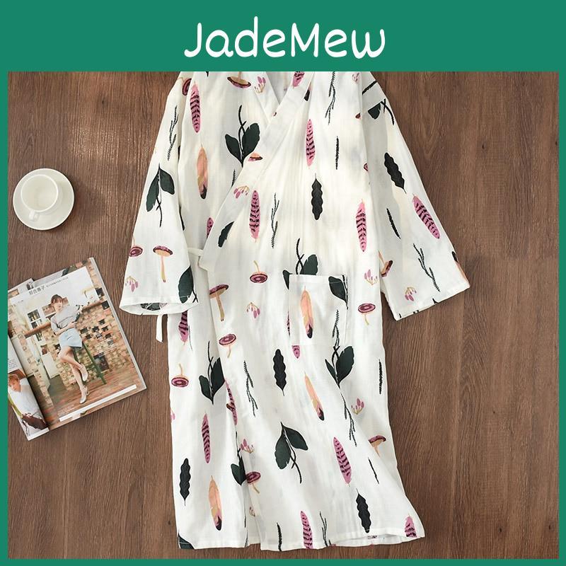 Summer Japanesestyle Kimono Pajamas New 100 Cotton Gauze Pajamas Nightgown Ladies Spa Yukata Homewear Long Pajamas Women