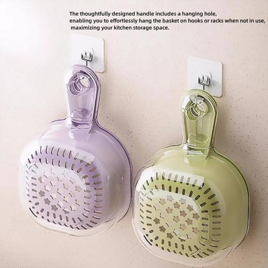 Dual-Layer Drain Basket with Ergonomic Handle Large Capacity BPA Free Multi-Purpose Fruit
