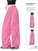 American Style Women's Rose Red Quick-Dry Wide-Leg Cargo Pants for Summer