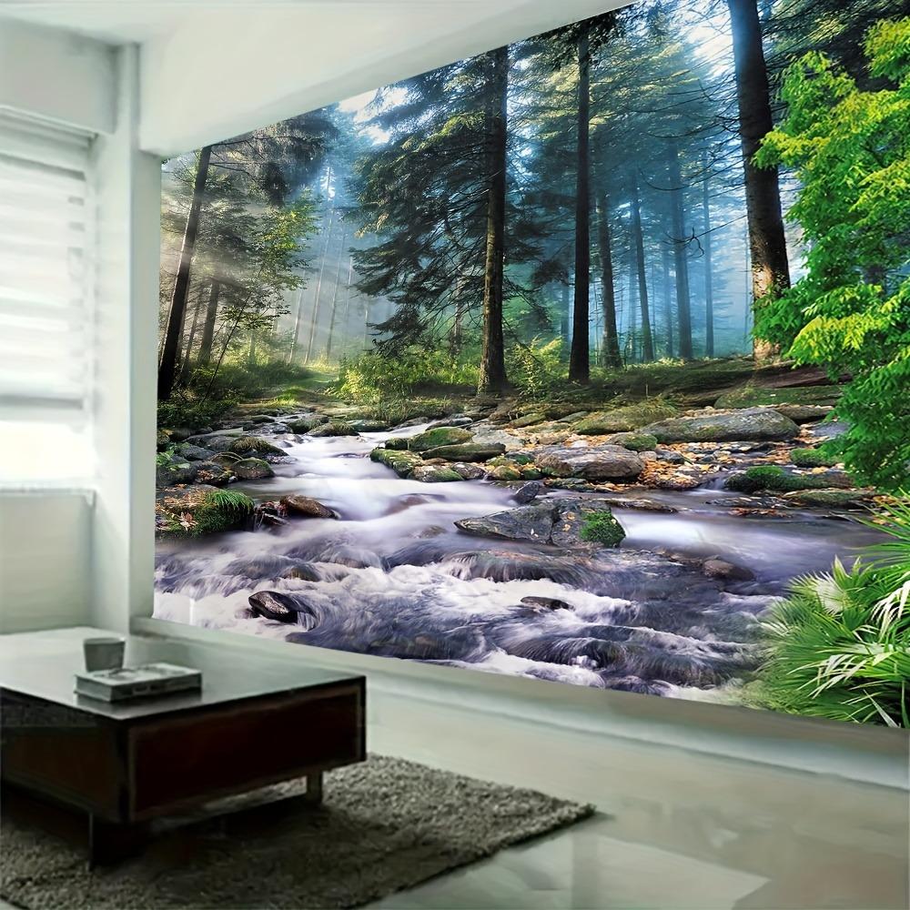 Forest Stream Tranquility Tapestry: Nature's RetreatWall Decoration Background Cloth, Bedroom Room Home Decoration