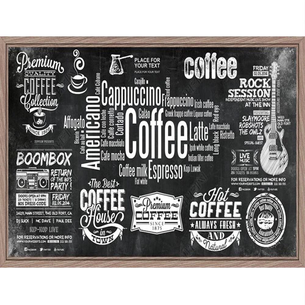 Coffee Theme Wallpaper Blackboard Hand-Painted Coffee Retro Mural Coffee Shop 3d Wall Paper Fast Food Restaurant Wallpaper