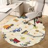 1PC Construction Trucks Non-Slip Floor Round carpet, Office, family, bedroom, Large Area Rug Indoor Rugs,  Durable Polyester-Z0411