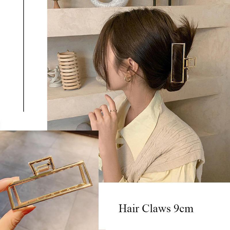 Fashion Metal Hair Claw For Women Gold Silver Color Cross Crab Hair Clip Korean Elegant Geometric Hairpin Girl Hair Accessories