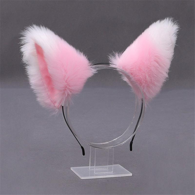 Diadema Lolita con Orecchie di Gatto e Volpe in Peluche - Fascia Cosplay Fatta a Mano