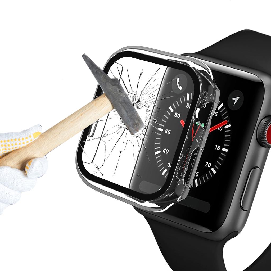 Plating Frame PC+Tempered Glass Watch Shell for Apple Watch SE/SE (2022)/Series 6/5/4 44mm