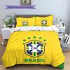 Brazil National Football Team  Pattern Bedding Quilt Set  Home Decoration  Gift (1 * duvet cover + 2 * pillowcase  without core)