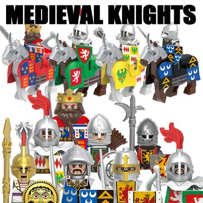 Mittelalterliche Militär Europa König Soldaten Figuren Bausteine Burg Löwenritter Schwert Infanterie Waffe Krieger Steine Spielzeug Geschenke