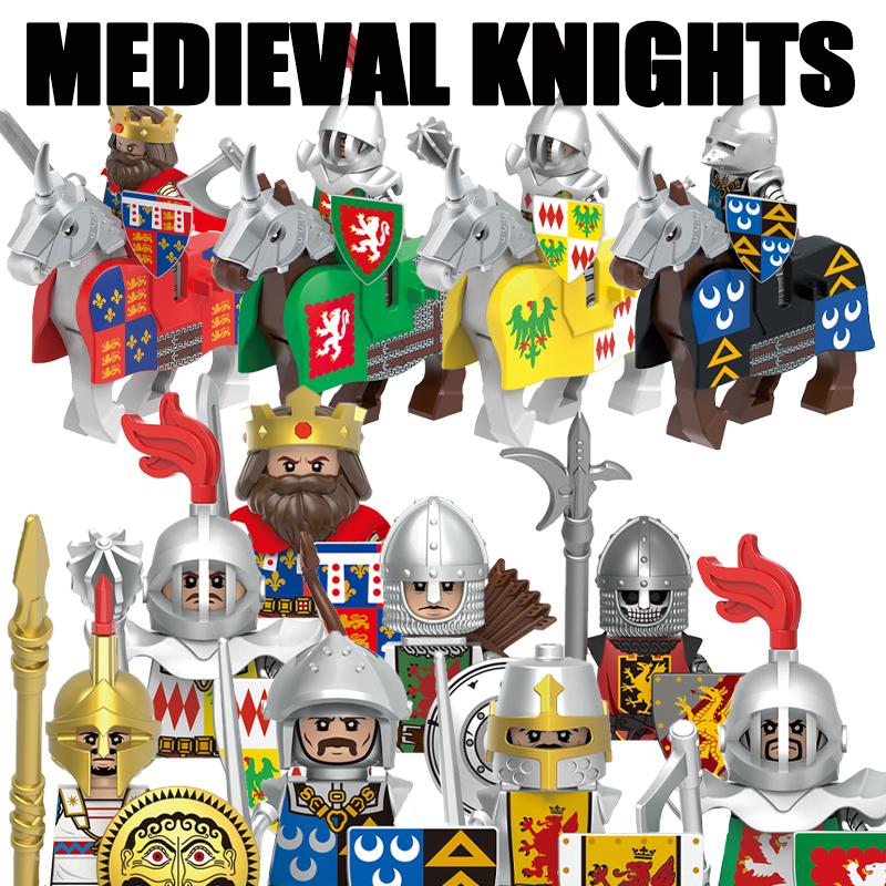 Medieval Military Europe King Soldier Figures Building Blocks Castle Lion Knight Sword Infantry Weapon Warrior Bricks Toys Gifts