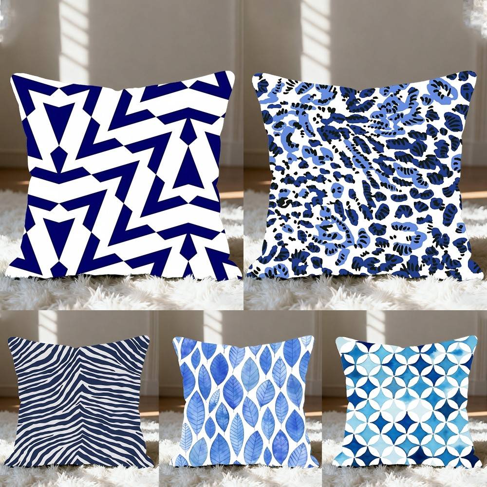 Blaues Muster Streifen Geometrisch Kissenbezug Elegant Paar Zuhause Wohnzimmer Schlafzimmer Dekorativ Rechteckiger Kissenbezug Sofakissenbezug