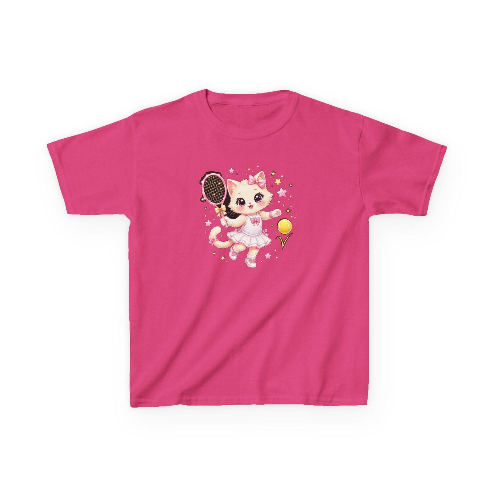 Ballerina Kitten Illustration Kids Tee | Cute Cat Ballet, Pink Tutu 100