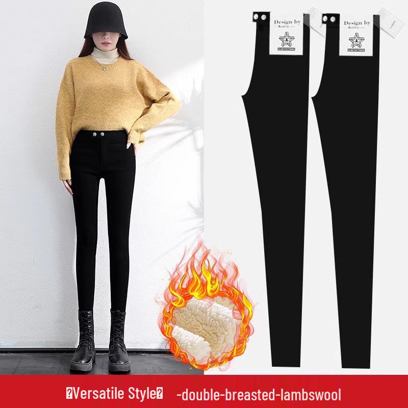 Hohe Taillen Dicke Schwarze Plus Size Leggings für Damen - Schlankmachende Skinny Hosen für Herbst/Winter