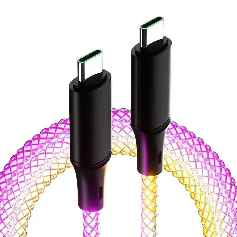 RGB Gradient Multi-Device Fast Charging Cable with Luminous Breathing Light for Huawei & Apple