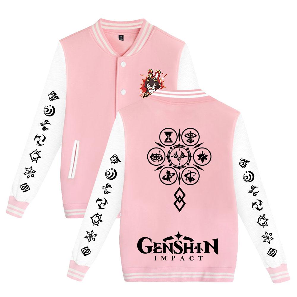 Genshin Impact Druck Herren Damen Jacke Mantel Sweatshirts Hoodie Baseball Uniform Streetwear Jungen Mädchen Strickjacke Oberteile Kleidung