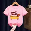 Dachshund Teckel Funny Cute Dog Animal TShirt Kid Girls Short Sleeve Summer Fashion Tshirt Casual Fashion Tee Shirt ONeck Tops