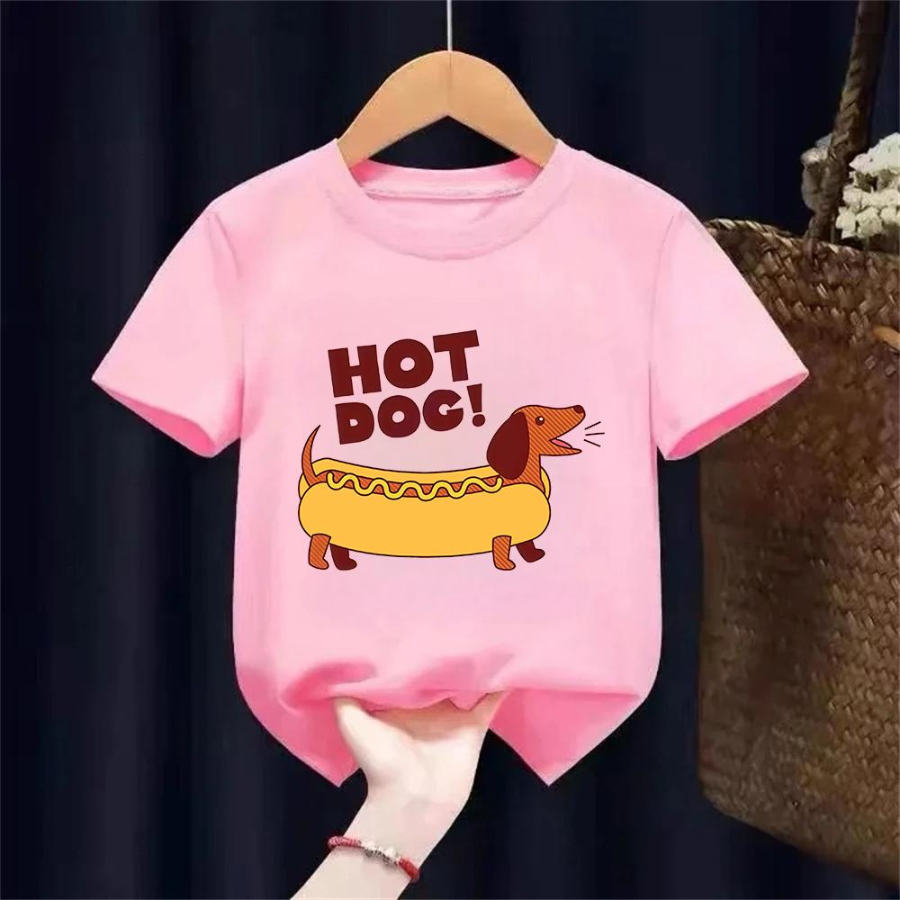Dachshund Teckel Funny Cute Dog Animal TShirt Kid Girls Short Sleeve Summer Fashion Tshirt Casual Fashion Tee Shirt ONeck Tops