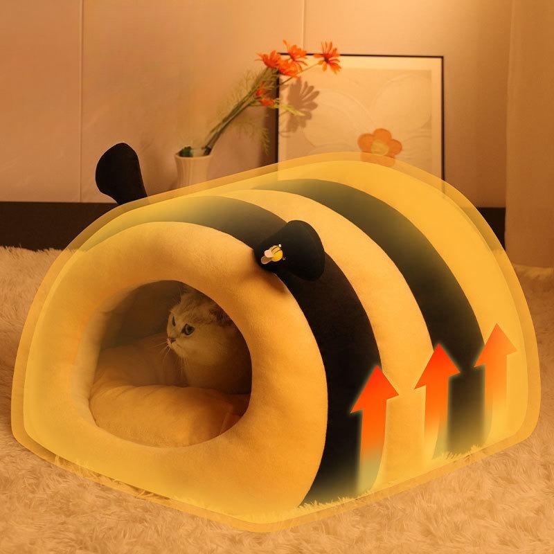 Beehive Pet Bed Winter Warm Cat House Cute Dog Bed Enclosed Slip Resistant Cozy Cat Cave Dog House Mascotas Cat Tent Pet Items